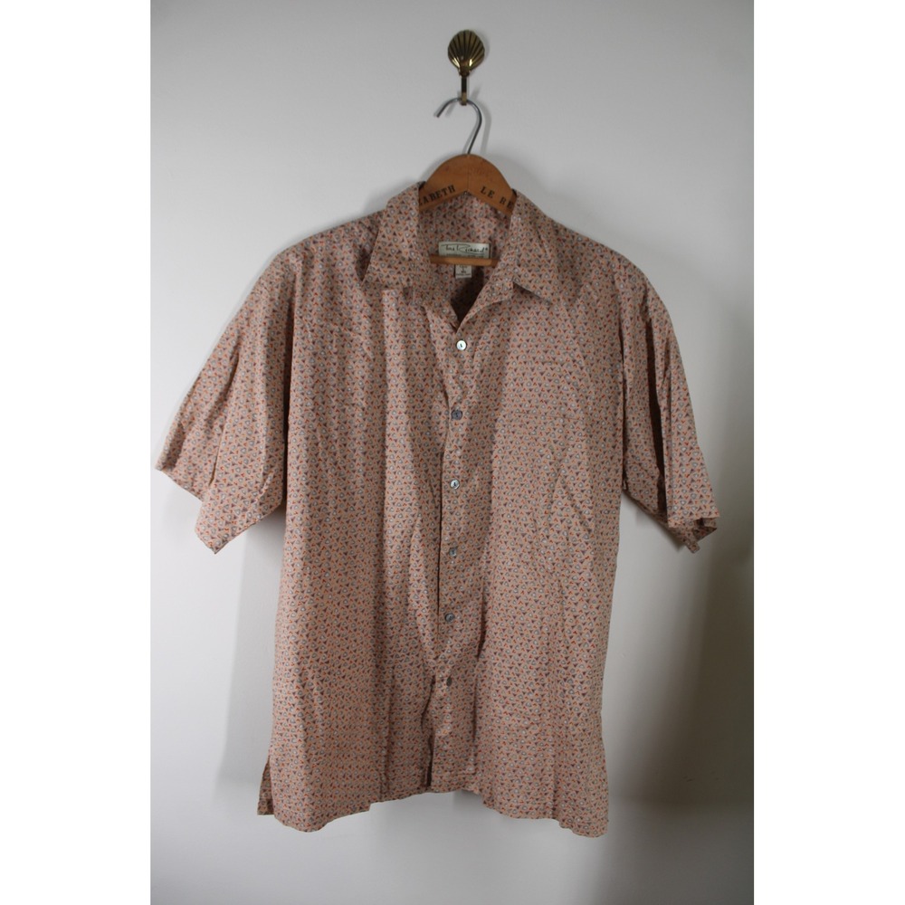 Tori Richard L Orange Geometric Print Cotton Lawn Short Sleeve Button Shirt